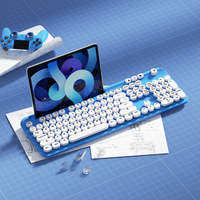 Usine OEM sans fil double Mode 2.4G BT clavier et souris Combo Round Keycap Portable couleur mixte clavier souris ensemble avec U-slot