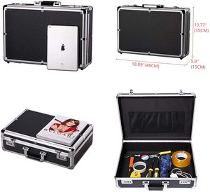 Caja de herramientas dura de aluminio Estuche de transporte portátil <span class=keywords><strong>reforzado</strong></span> múltiple Caja de herramientas negra Organizador Maletín Estilo Soporte OEM personalizado - Product Image 3