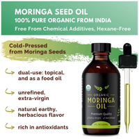 Huile de Moringa Pure à Marque Blanche, Pressée à Froid, Hydratant Naturel, Huile Essentielle de Graines de Moringa pour Soin Peau et Cheveux