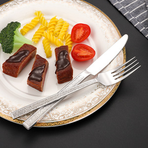 Stainless Steel Cutlery <b>Set</b> Knife Fork Spoon Western Steak Dinnerware For Restaurants Hotels Party Use Solid Color Pattern - Product Image 4