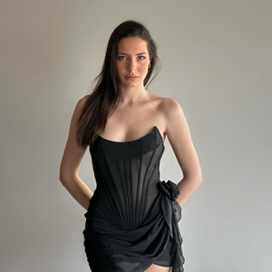 Женское шифоновое Сетчатое платье-корсет с цветочным драпировкой, без бретелек, с открытыми плечами и открытой спиной, облегающее Клубное вечернее платье, 2970 - Product Image 4