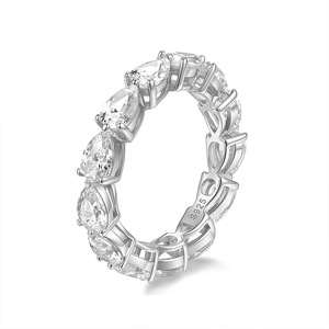 S925 Sterling <b>Silver</b> Moissanite Eternity <b>Band</b> <b>Ring</b> Pear Cut Moissanite Stackable Finger <b>Ring</b> For Women Fine Jewelry Gift - Product Image 2