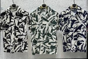 Men's Hawaiian <b>Shirt</b> Digital Leaf Print <b>Short</b> <b>Sleeve</b> <b>Button</b>-<b>Up</b> Knitted 140g Cotton Soft Summer Casual Beach Vacation - Product Image 3