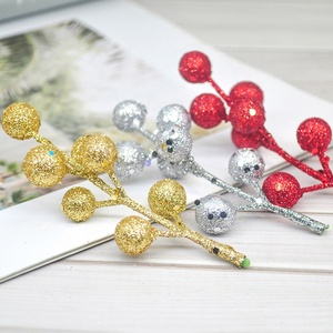 Nouveaux accessoires de noël décoration de la maison fruits rouges artificiels pics de baies Simulation mousse paillettes branches de baies rouges - Product Image 3