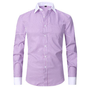 Camisa de Vestir para Hombre, Tallas <span class=keywords><strong>M</strong></span>-6XL, Lisa, con Puños Franceses, Manga Larga, Ligera, de Lujo, para Verano, Formal - Product Image 1