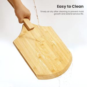 Bamboo Pizza Pan 12 Inch Wooden Baking Tray For Home Pizza Bread <b>Steak</b> Cooking Simple Style Natural Color - Product Image 3