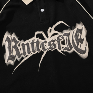 STARLIGHT <span class=keywords><strong>POLO</strong></span> en coton imprimé araignée de haute qualité T-shirt ample à manches courtes avec patchwork pour hommes - Product Image 4