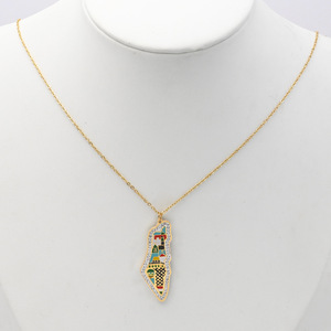 Collana con Ciondolo Personalizzato in Acciaio Inossidabile, Mappa Colorata della Palestina di Gerusalemme, Gioielli di Moda Araba Musulmana, Vendita all'Ingrosso - Product Image 3