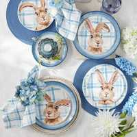 Services de table en mélamine, vaisselle de Pâques, service de table, ensembles d'assiettes et de bols pour les repas décontractés et les fêtes en plein air, camping