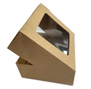 Caja Ecológica para 4 Cupcakes, Pasteles, <span class=keywords><strong>Donuts</strong></span>, Macarons y Postres, Personalizable con Ventana, de Papel Kraft - Product Image 5