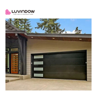 Porte de garage sectionnelle électrique moderne résistante aux ouragans, porte de garage automatique en aluminium et verre à vue complète