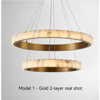 Lustre en albâtre personnalisé, luminaire suspendu moderne de luxe en marbre naturel espagnol pour projet hôtelier, villa à plafond haut