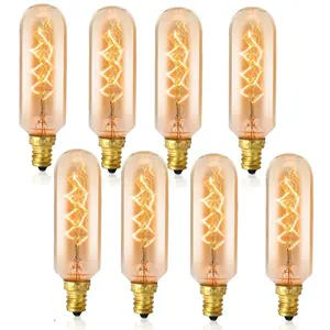 Bombillas de candelabro E12, Vintage, Edison, 60W, 110V, minitubo regulable, decorativo, incandescente, T25