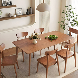 Hiện đại hình chữ nhật phòng ăn đồ nội thất Set rắn gỗ Top bảng và ghế tự nhiên dài cứng thiết kế cho khách sạn - Product Image 4