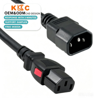Câble d'alimentation verrouillable C13 vers C14 14AWG 15A, câble de raccordement IEC320 à verrouillage automatique pour rack de serveur, PDU, UPS, centre de données, 1,8 m