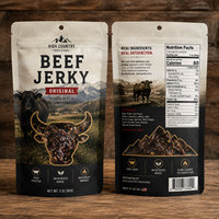 Sachet d'emballage personnalisé imprimé, MOQ 500, pour viande séchée (bœuf, porc), refermable, réutilisable, avec fermeture éclair, pour snacks