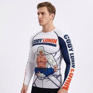 Men's Round Neck Gym <b>T</b>-<b>Shirts</b> Custom Logo Sublimation Printed MMA <b>BJJ</b> Surf Rashguard Design Logo - Product Image 3