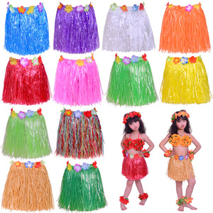 Disfraz Hawaiano de Plástico Impermeable al por Mayor <span class=keywords><strong>para</strong></span> <span class=keywords><strong>Niñas</strong></span>, Conjunto de Falda de Hula y Diademas <span class=keywords><strong>para</strong></span> Fiestas Luau, Traje Tropical de Playa - Product Image 3