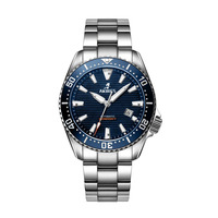 Montre de plongée en verre saphir, avec cadran lumineux mains/marqueurs, en céramique, plate, étanche jusqu'à 200m, en cristal et acier inoxydable