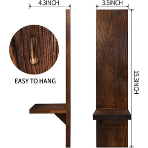 Solid Wood Wall Candle Holder Rectangle Multipurpose <b>Storage</b> <b>Unit</b> <b>For</b> Living Room <b>Kitchen</b> - Product Image 3