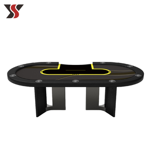 Table de poker Texas de luxe moderne en métal et bois massif YS Factory pour jeux de casino YS-Texas33, YS-Texas33 hautement personnalisable - Product Image 1