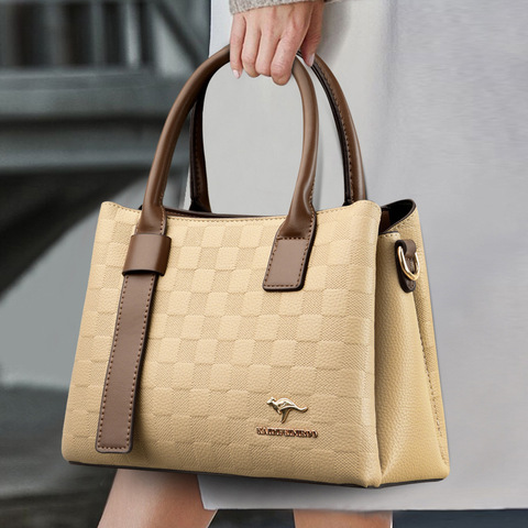 Women's Fashion Messenger Bag Handbag with Lattice Design Single Strap Shoulder Handbag Polyester Lining New Business Style
