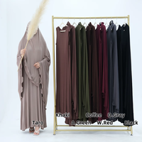 Ensemble Jilbab 2 pièces extensible en jersey premium avec Khimar à volants en satin et robe intérieure sans manches en jersey – Idéal pour le Ramadan et l'Aïd