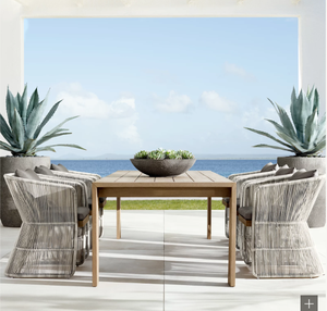Juego de Mesa y Sillas de Comedor Rectangular de Madera Maciza de Diseño Moderno Americano <span class=keywords><strong>MARBELLA</strong></span> para Exteriores, para Sala de Estar, Hotel, Villa - Product Image 5