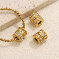 Bijouterie tendance plaquée or 18 carats Perles entretoises en acier inoxydable CZ Perles de pierres précieuses Zircon cubique Composants de fabrication de bijoux en diamant