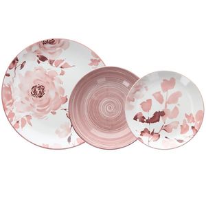 Set di Stoviglie Tognana Roselyn in Porcellana Rosa, 18 Pezzi - Product Image 1