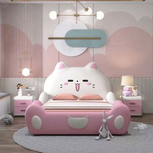 <b>Pink</b> Princess Girls Daybed Modern Minimalist Solid Wood Full <b>Frame</b> Comfortable Hidden Storage Luxury Cartoon Bedroom Cotton - Product Image 1