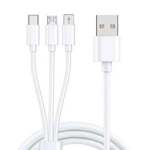 Cell phone charger cable fast charging cable charger usb type c data line 3 in 1 charging cable pvc 1m 2m