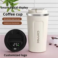 Gobelet isotherme à double paroi personnalisé avec logo 380/510 ml, gobelets à café réutilisables, gobelet à café en acier inoxydable avec couvercle