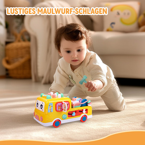 Bus musical éducatif multifonctionnel avec jeu de marteau et engrenages rotatifs, jouet d'éveil pour tout-petits - Product Image 1