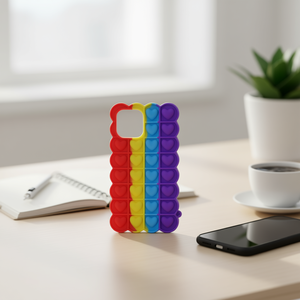 Coque de téléphone Caser Pop Bubble en silicone, design cœur, antichoc, pour Iphone 11Pro 14Plus A32 A02S XR, emballée en détail - Product Image 2