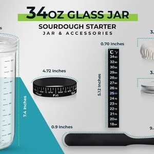 Pot en verre scellé résistant aux acides de 24 oz, directement de l'usine, récipient de fermentation pour la pâte, fabrication de <span class=keywords><strong>pain</strong></span>, conteneur de stockage hermétique pour <span class=keywords><strong>boulangerie</strong></span> - Product Image 4