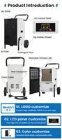 Déshumidificateur Commercial Électrique Portable 60L/Jour en Métal avec Roues, Poignée de Tirage, Drainage Continu et Conception Compacte pour Usage Industriel
