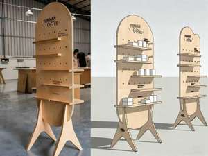 Rak Display kayu alami praktis kustom untuk kerajinan buatan tangan toko ritel area tampilan Vendor luar ruangan - Product Image 3