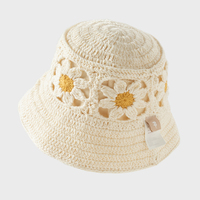DB1263386 DAVE BELLA Sombrero para Niños, Sombrero de Verano para Niñas, Moda Casual para Exteriores, Sombrero para el Sol con Flores, Sombrero Tejido de Algodón Puro
