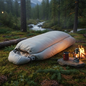 Sac de couchage ultra chaud en nylon ultraléger pour adultes, style momie, quatre saisons, pour conditions de camping froides et enneigées - Product Image 1