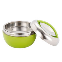 Edelstahl Runde Zweistöckige Umweltfreundliche BPA-Freie Tragbare Bento-Box mit Warmhaltefunktion für Erwachsene