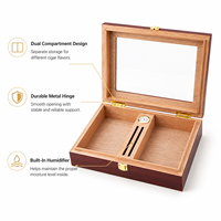 Boîte à cigares en bois personnalisée en gros avec couvercle en verre, hygromètre, doublure en cèdre, verrouillable, emballage cadeau de luxe pour le stockage des cigares
