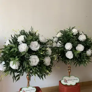 L-491 Customize Large Flower Ball Centerpiece Greenery Willow Blush White And Green Flower Ball With Rose