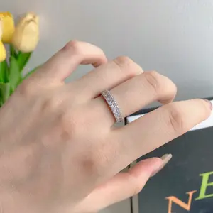 Dylam 925结婚戒指银和钻石复古宽飞机纯银鼻环与蓝石玫瑰石英可调戒指