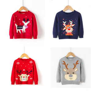 <span class=keywords><strong>Pull</strong></span> d'hiver à manches longues en coton unisexe avec dessin animé de Noël pour garçons et filles en automne et en hiver - Product Image 2