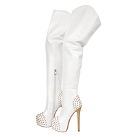 Bottines à talons hauts et plateforme pour femmes - Bottines à talons aiguilles au-dessus du genou