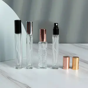 Mini empty perfume botttles 10ml Small Perfume Atomizer Vials Sample Glass Bottle With Plastic Aluminum Spray Pump