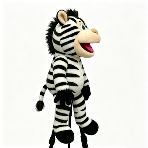 Marioneta de mano de cebra de dibujos animados, marioneta de cebra a rayas blancas y negras, juguete de peluche suave para contar historias - Product Image 1