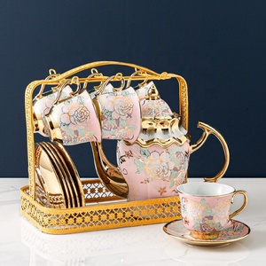 Ensemble de tasses à thé de luxe en céramique, Style européen, anglais, turque, en <span class=keywords><strong>or</strong></span>, Style européen, arabe - Product Image 5