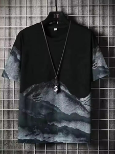 T-shirt da uomo estiva a vestibilità regolare in tessuto non tessuto, traspirante, ad asciugatura rapida, con stampa a trasferimento termico, casual, sportiva, a <span class=keywords><strong>maniche</strong></span> <span class=keywords><strong>corte</strong></span>, OEM - Product Image 2